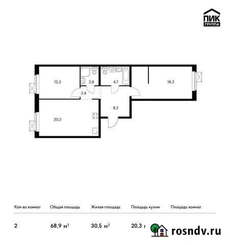 2-комнатная квартира, 68.9 м², 2/14 эт. на продажу в Мытищах Мытищи - изображение 1