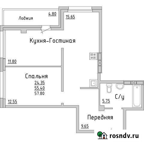 2-комнатная квартира, 57.8 м², 5/16 эт. на продажу в Набережных Челнах Набережные Челны - изображение 1