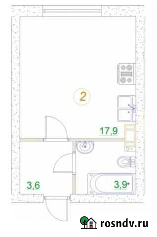 Квартира-студия, 25.4 м², 1/3 эт. на продажу в Дубровке Ленинградской области Дубровка - изображение 1