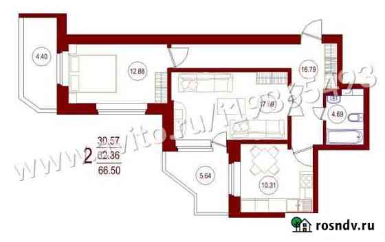 2-комнатная квартира, 65.2 м², 20/25 эт. на продажу в Воронеже Воронеж