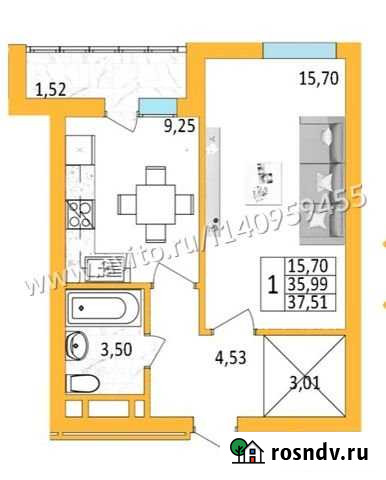 1-комнатная квартира, 37.5 м², 15/33 эт. на продажу в Уфе Уфа - изображение 1