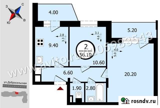 2-комнатная квартира, 56.1 м², 5/18 эт. на продажу во Владимире Владимир - изображение 1