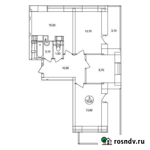 3-комнатная квартира, 77 м², 5/17 эт. на продажу в Люберцах Люберцы - изображение 1
