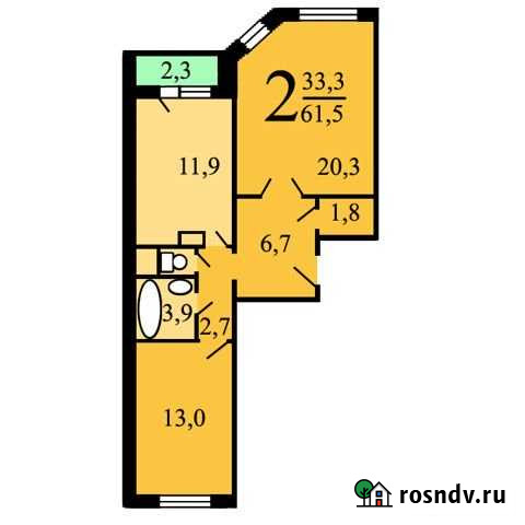 2-комнатная квартира, 60.3 м², 13/17 эт. на продажу в Люберцах Люберцы - изображение 1