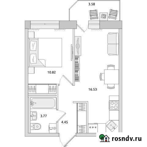 1-комнатная квартира, 39.2 м², 15/18 эт. на продажу в Мурино Мурино - изображение 1