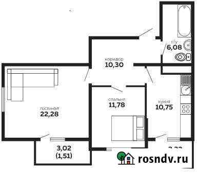 2-комнатная квартира, 64.4 м², 3/12 эт. на продажу в Новороссийске Новороссийск
