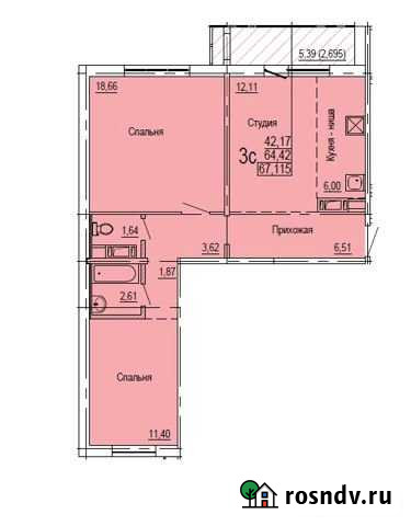 3-комнатная квартира, 67.1 м², 1/18 эт. на продажу в Челябинске Челябинск - изображение 1