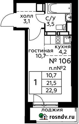 Квартира-студия, 22.9 м², 22/22 эт. на продажу в Балашихе Балашиха - изображение 1