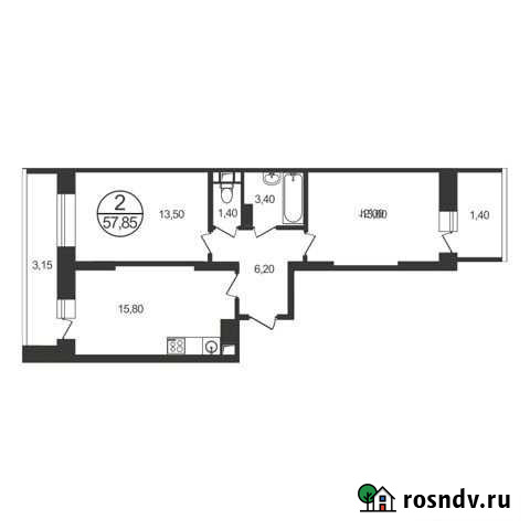 2-комнатная квартира, 57.9 м², 17/17 эт. на продажу в Люберцах Люберцы - изображение 1