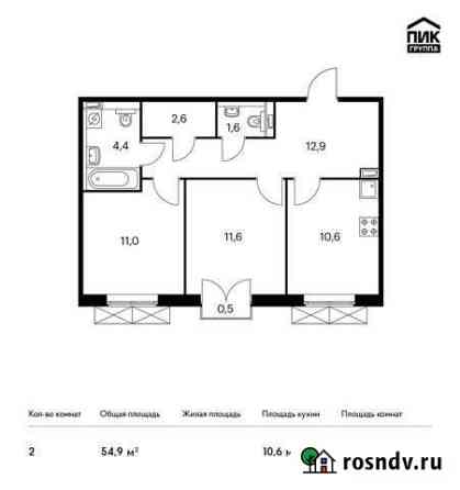 2-комнатная квартира, 54.9 м², 5/9 эт. на продажу в Московском Московской области Московский