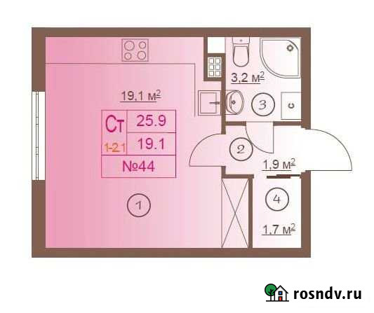 Квартира-студия, 25.9 м², 4/4 эт. на продажу в Аннино Аннино - изображение 1