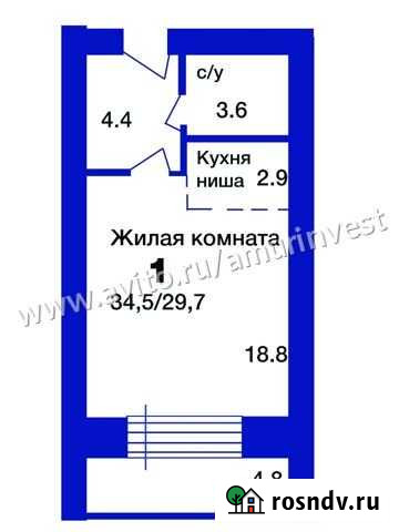 1-комнатная квартира, 34.5 м², 4/9 эт. на продажу в Благовещенске Амурской области Благовещенск - изображение 1