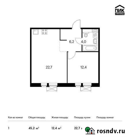 1-комнатная квартира, 45.2 м², 4/9 эт. на продажу в Ильинском Ильинское - изображение 1