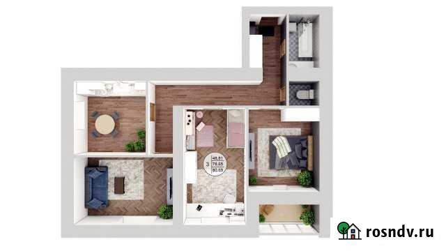 3-комнатная квартира, 80.7 м², 10/19 эт. на продажу в Уфе Уфа - изображение 1