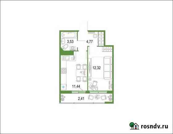 1-комнатная квартира, 34.4 м², 20/22 эт. на продажу в Кудрово Кудрово