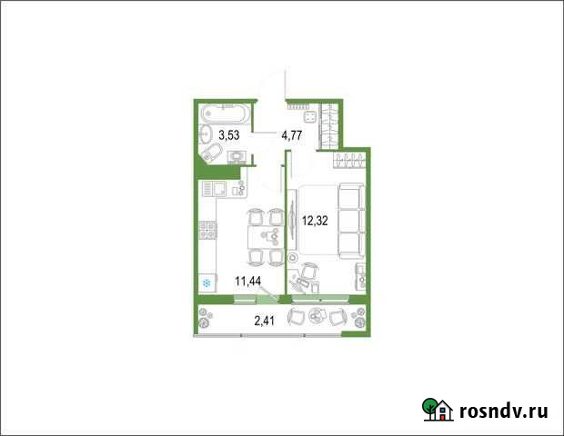 1-комнатная квартира, 34.4 м², 20/22 эт. на продажу в Кудрово Кудрово - изображение 1