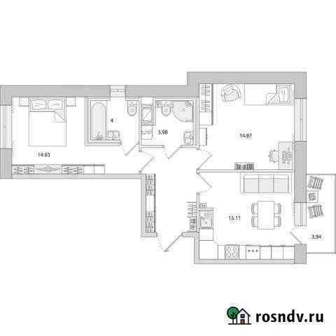 2-комнатная квартира, 64.8 м², 15/18 эт. на продажу в Мурино Мурино