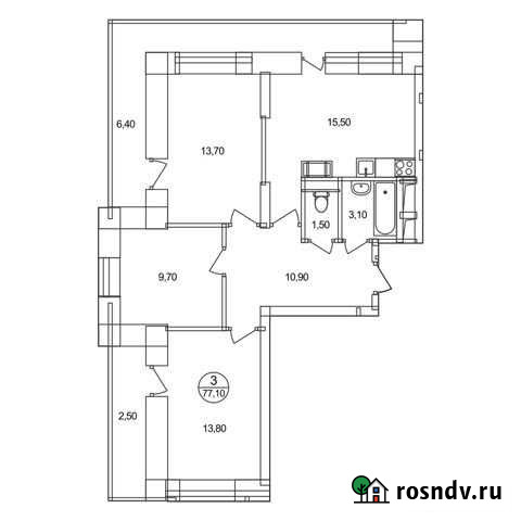 3-комнатная квартира, 77.1 м², 8/17 эт. на продажу в Люберцах Люберцы - изображение 1