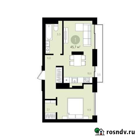 1-комнатная квартира, 48.1 м², 6/9 эт. на продажу в Тюмени Тюмень - изображение 1