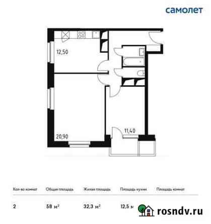 2-комнатная квартира, 58 м², 30/32 эт. на продажу в Одинцово Одинцово