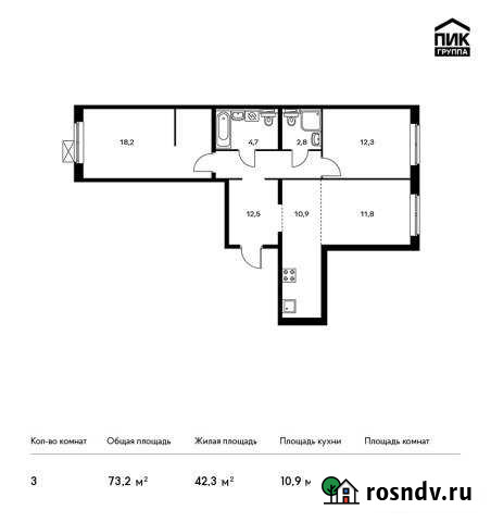 3-комнатная квартира, 73.2 м², 1/14 эт. на продажу в Мытищах Мытищи - изображение 1