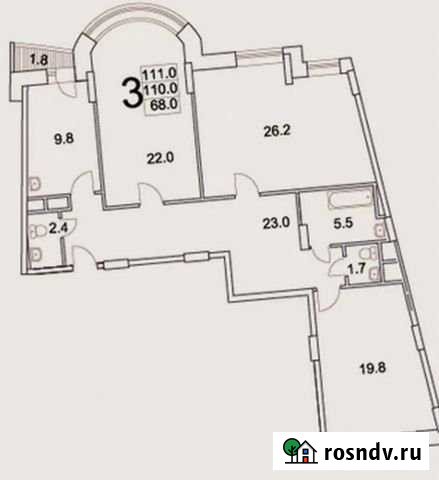 Квартира со свободной планировкой, 111 м², 5/22 эт. на продажу в Новоивановском Новоивановское - изображение 1