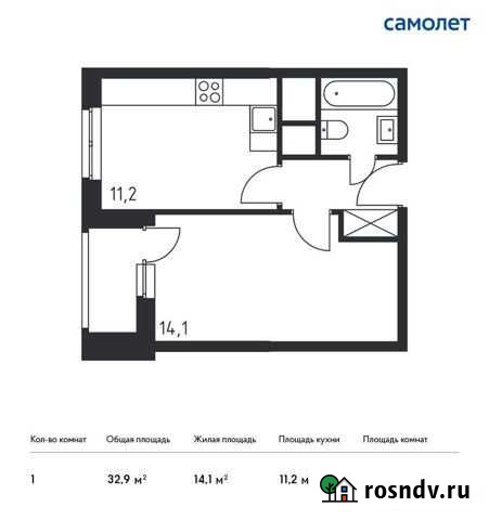 1-комнатная квартира, 32.9 м², 6/32 эт. на продажу в Одинцово Одинцово - изображение 1