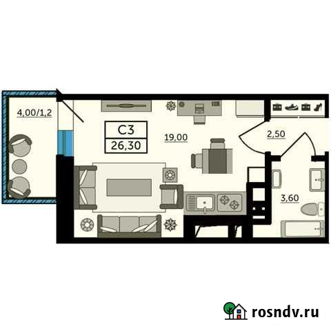 Квартира-студия, 26.3 м², 10/25 эт. на продажу в Ростове-на-Дону Ростов-на-Дону - изображение 1