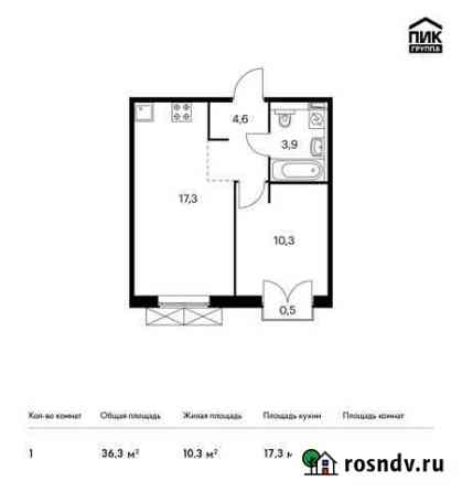 1-комнатная квартира, 36.3 м², 7/9 эт. на продажу в Московском Московской области Московский