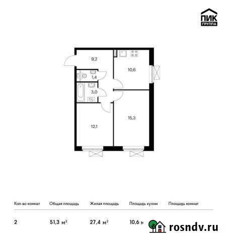 2-комнатная квартира, 51.3 м², 2/25 эт. на продажу в Котельниках Котельники - изображение 1