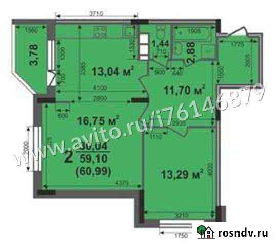 2-комнатная квартира, 62.6 м², 15/17 эт. на продажу в Коврове Ковров
