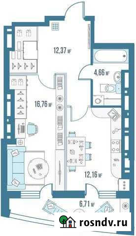 1-комнатная квартира, 53 м², 14/22 эт. на продажу в Ростове-на-Дону Ростов-на-Дону - изображение 1
