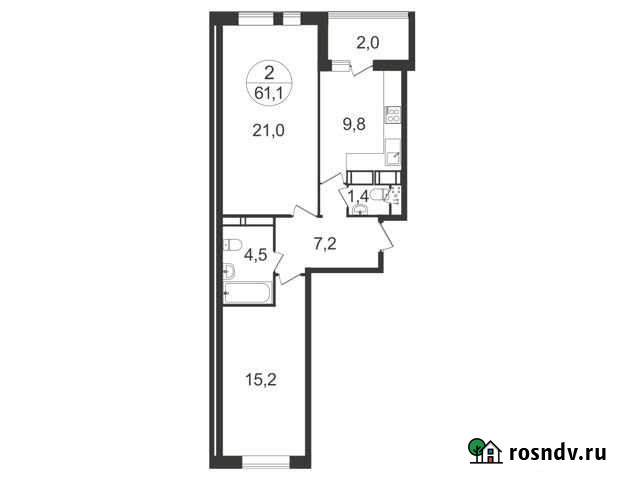 2-комнатная квартира, 61.1 м², 11/22 эт. на продажу в Балашихе Балашиха - изображение 1