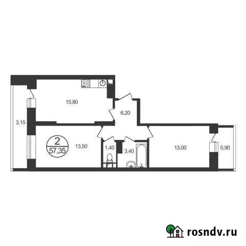 2-комнатная квартира, 57.4 м², 17/17 эт. на продажу в Люберцах Люберцы - изображение 1