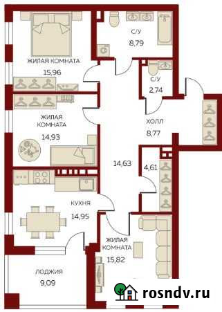 3-комнатная квартира, 106 м², 5/8 эт. на продажу в Екатеринбурге Екатеринбург - изображение 1