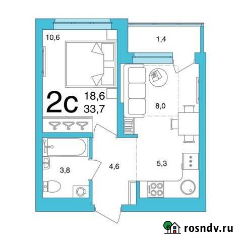 2-комнатная квартира, 33.7 м², 7/25 эт. на продажу в Уфе Уфа - изображение 1