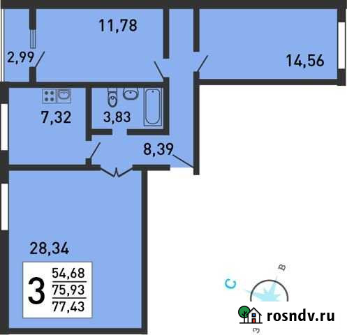 3-комнатная квартира, 78.6 м², 13/17 эт. на продажу в Старой Купавне Старая Купавна - изображение 1