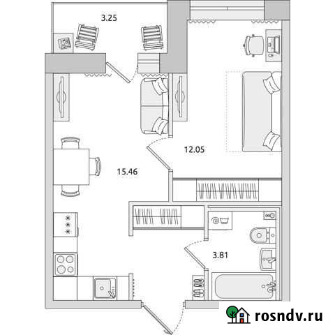 1-комнатная квартира, 38.9 м², 6/18 эт. на продажу в Мурино Мурино - изображение 1