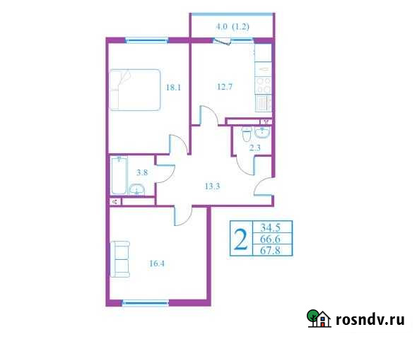 2-комнатная квартира, 67.8 м², 14/17 эт. на продажу в Дмитрове Дмитров - изображение 1