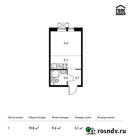 Квартира-студия, 19.8 м², 15/24 эт. на продажу в Видном Видное - изображение 1