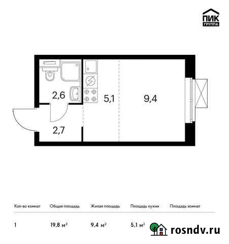 Квартира-студия, 19.8 м², 22/22 эт. на продажу в Люберцах Люберцы - изображение 1