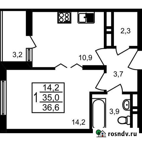 1-комнатная квартира, 36.6 м², 15/17 эт. на продажу в Мытищах Мытищи - изображение 1