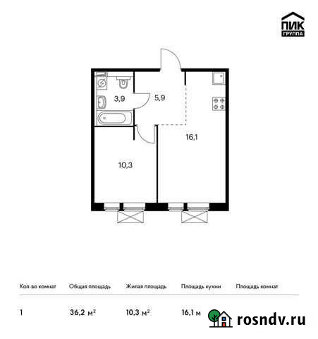 1-комнатная квартира, 36.2 м², 4/9 эт. на продажу в Московском Московской области Московский - изображение 1