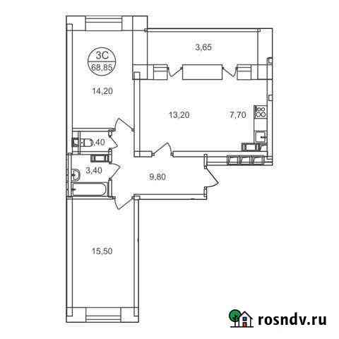 3-комнатная квартира, 68.9 м², 9/17 эт. на продажу в Люберцах Люберцы