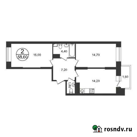2-комнатная квартира, 58.6 м², 5/17 эт. на продажу в Люберцах Люберцы - изображение 1