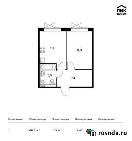 1-комнатная квартира, 34.2 м², 9/9 эт. на продажу в Московском Московской области Московский - изображение 1