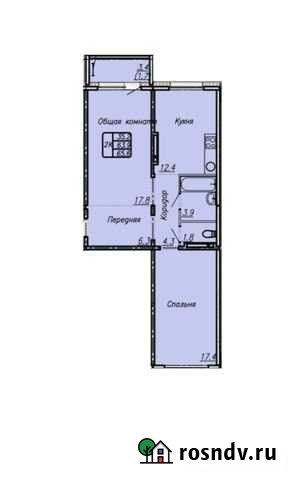 2-комнатная квартира, 65.6 м², 14/17 эт. на продажу в Барнауле Барнаул - изображение 1