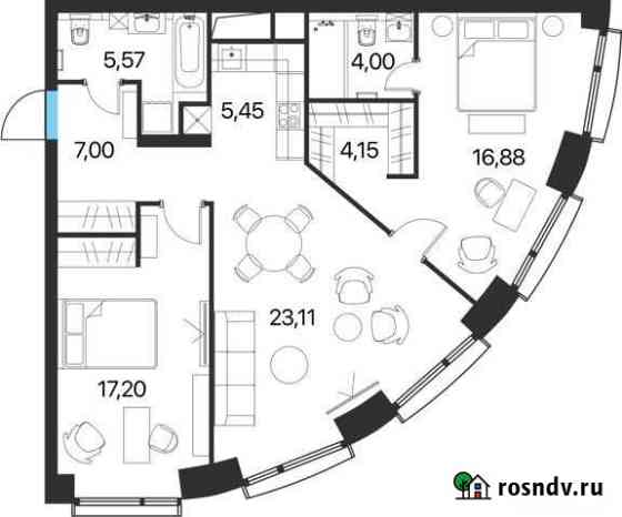 3-комнатная квартира, 83.4 м², 8/15 эт. на продажу в Москве Москва