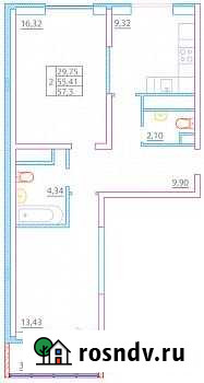 2-комнатная квартира, 57 м², 9/15 эт. на продажу в Мурино Мурино - изображение 1