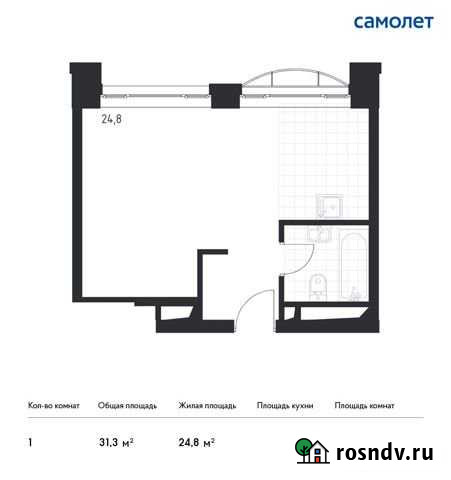 Квартира-студия, 31.3 м², 6/24 эт. на продажу в Москве Москва - изображение 1